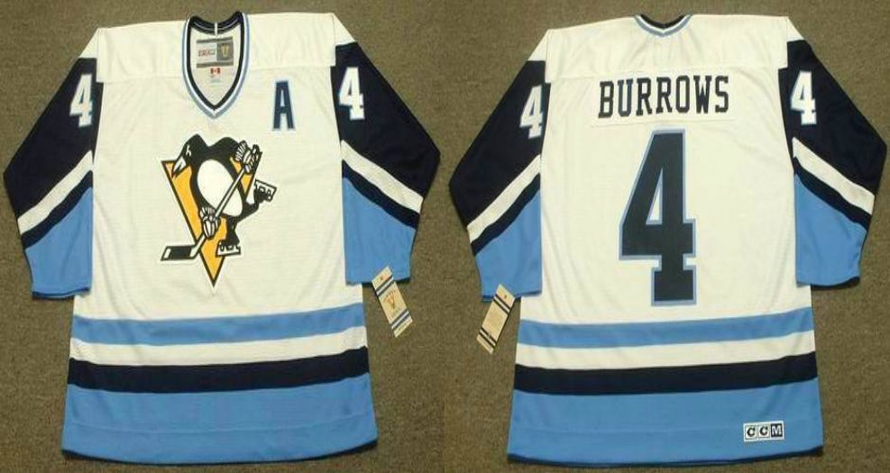 2019 Men Pittsburgh Penguins #4 Burrows White blue CCM NHL jerseys